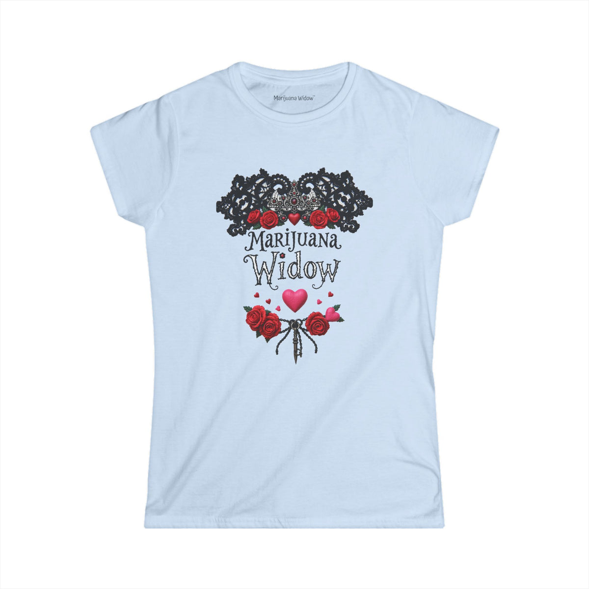 Marijuana Widow "Nobility" Women's Tee - Roses Hearts Lace Graphic T-Shirt