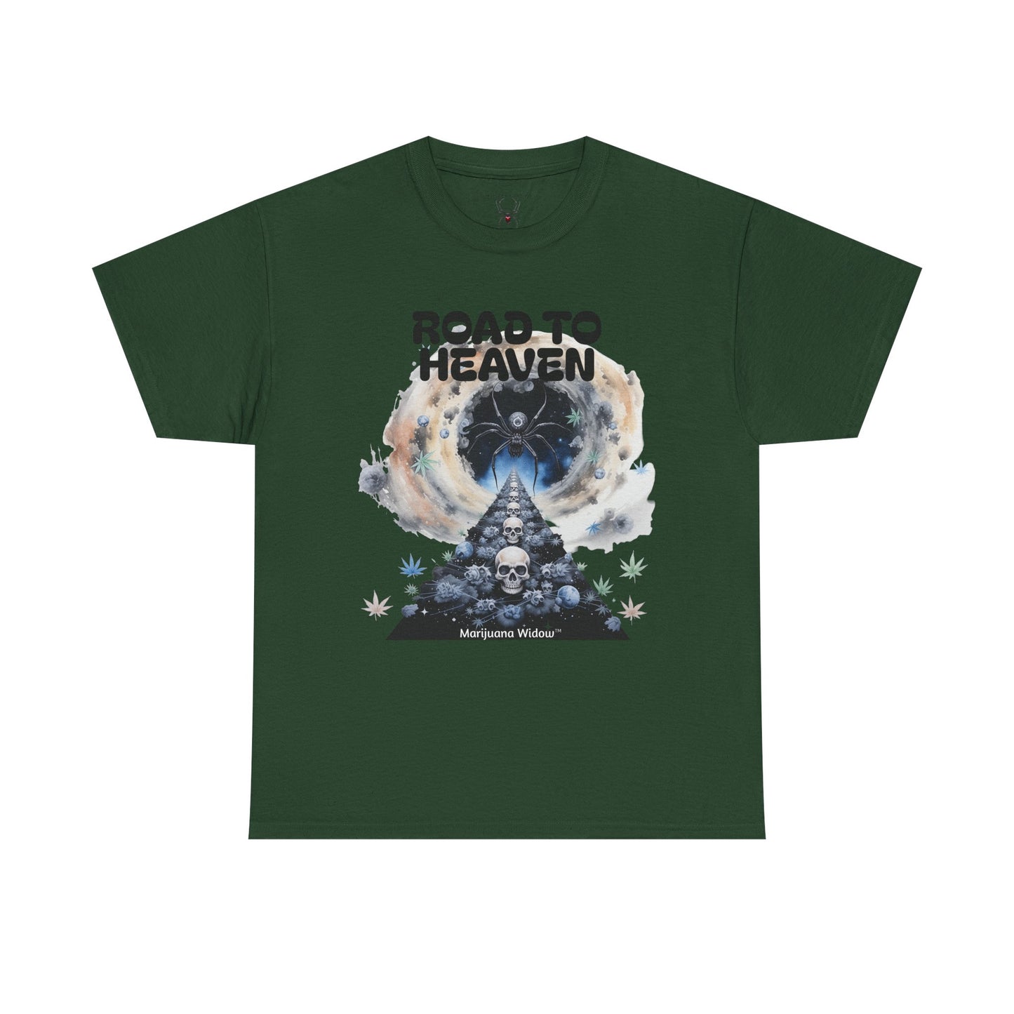 Road to Heaven Marijuana Tee — Diamond, Skull & Leaf Graphic - Unisex T-shirt