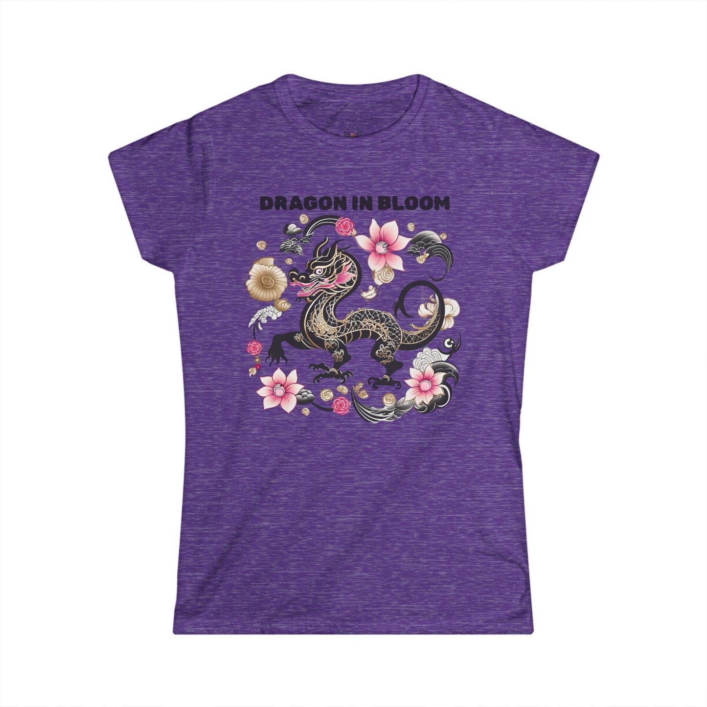 Dragon in Bloom — Dragon & Cherry Blossom Women's Tee — Floral Asian-Inspired Graphic Shirt