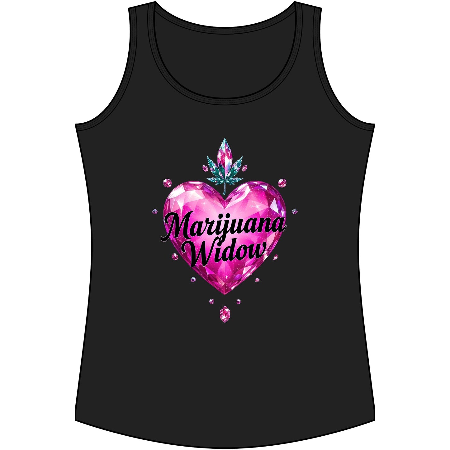 Marijuana Widow Pink Gem Heart Tank Top — Women's Cannabis Lover Graphic Tank Top