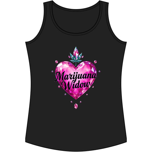 Marijuana Widow Pink Gem Heart Tank Top — Women's Cannabis Lover Graphic Tank Top