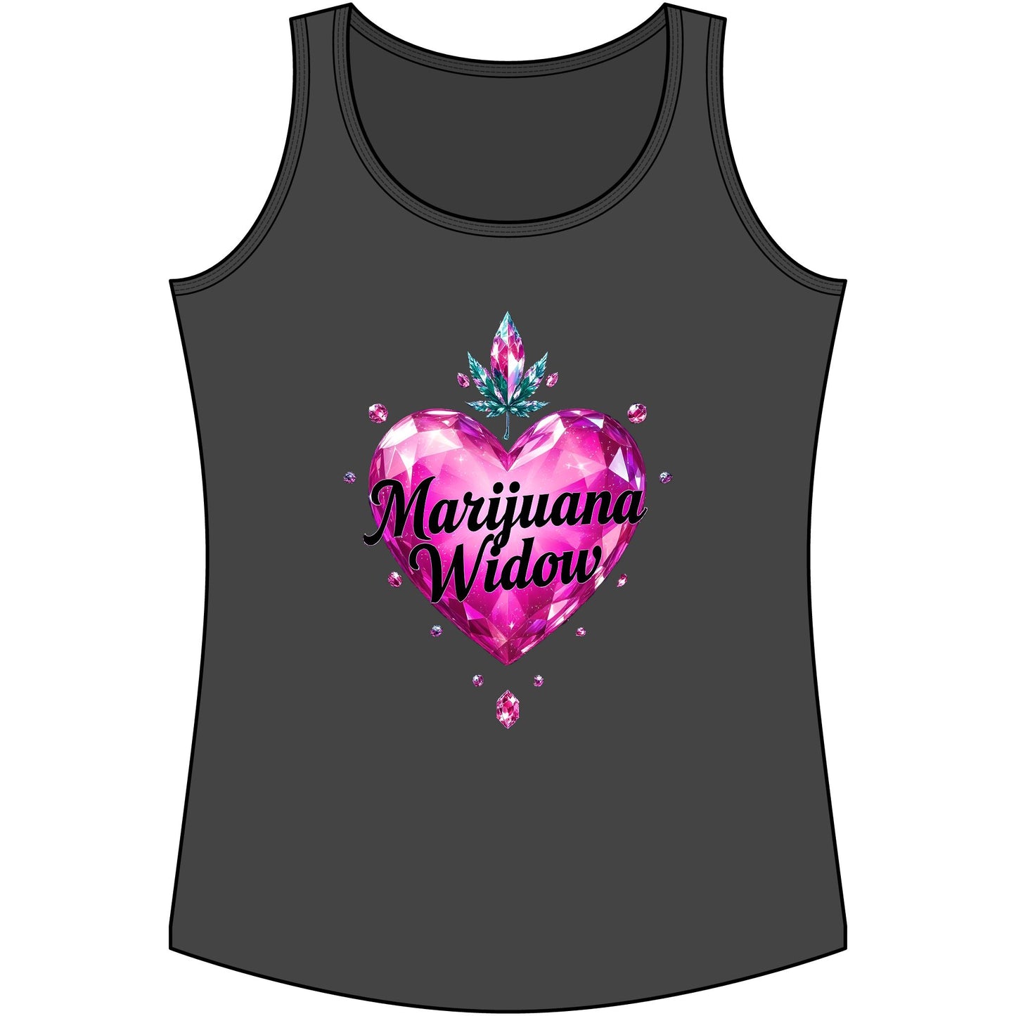 Marijuana Widow Pink Gem Heart Tank Top — Women's Cannabis Lover Graphic Tank Top