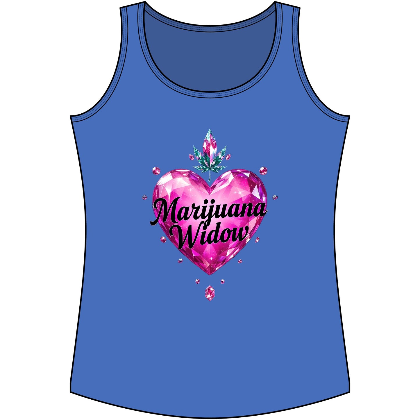 Marijuana Widow Pink Gem Heart Tank Top — Women's Cannabis Lover Graphic Tank Top