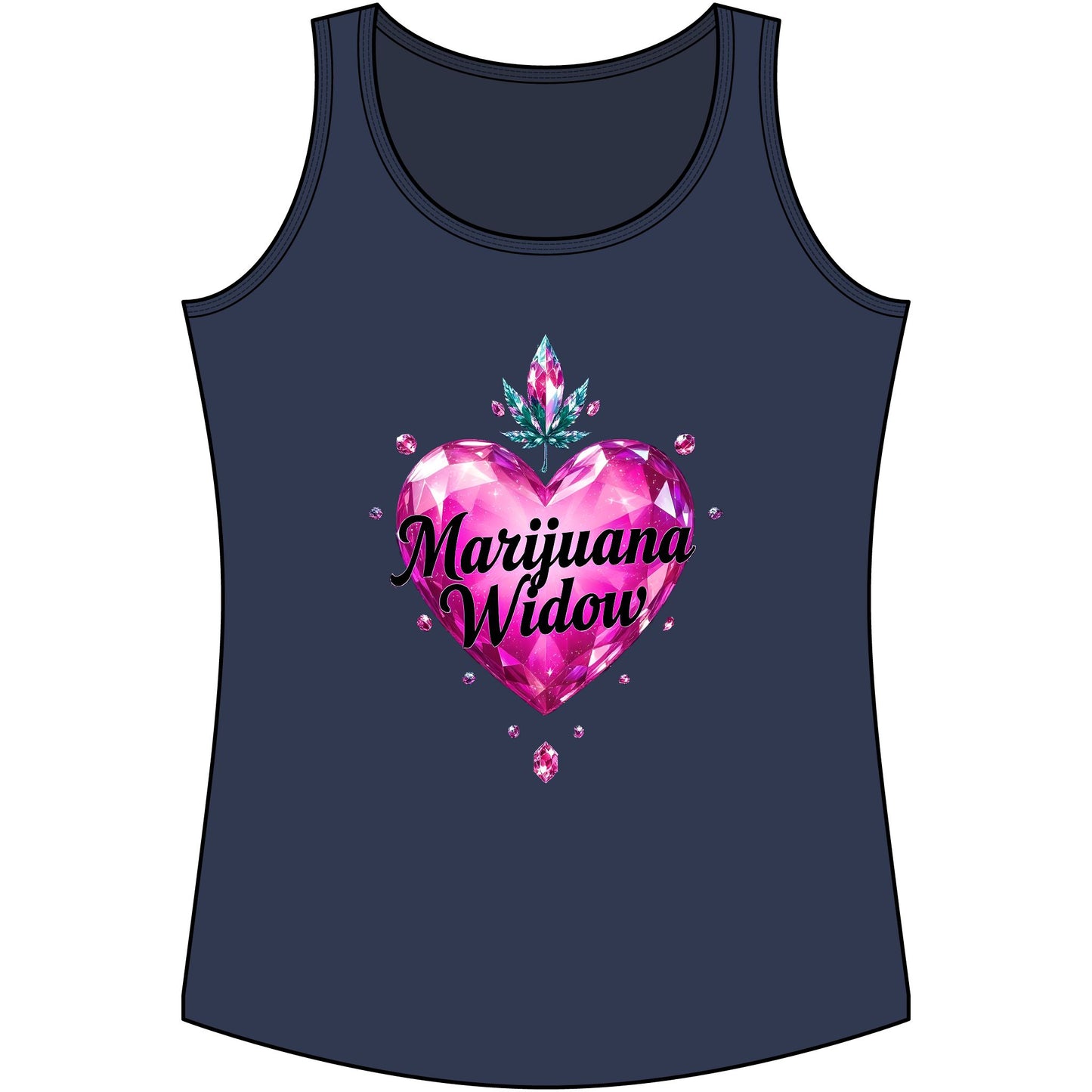 Marijuana Widow Pink Gem Heart Tank Top — Women's Cannabis Lover Graphic Tank Top