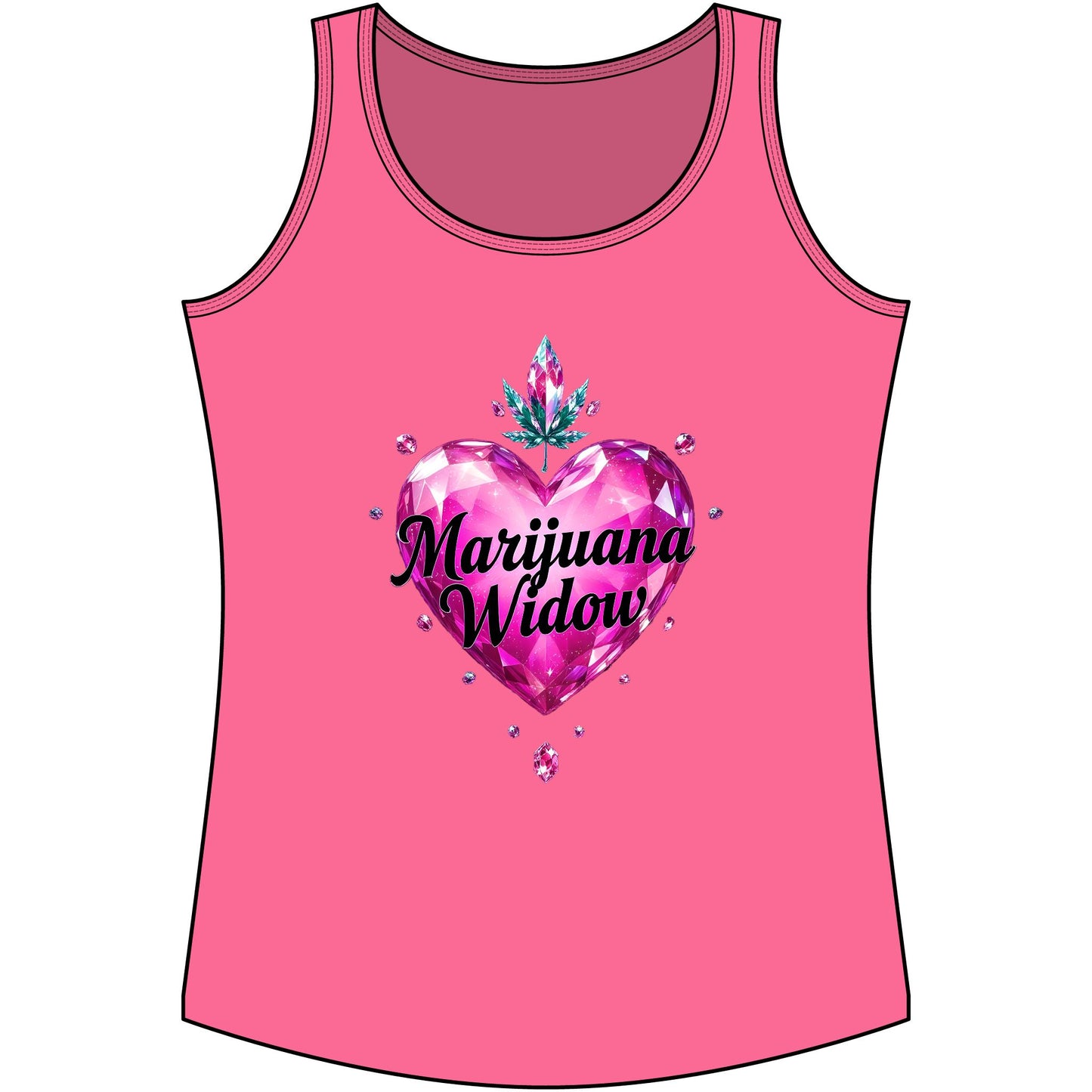 Marijuana Widow Pink Gem Heart Tank Top — Women's Cannabis Lover Graphic Tank Top