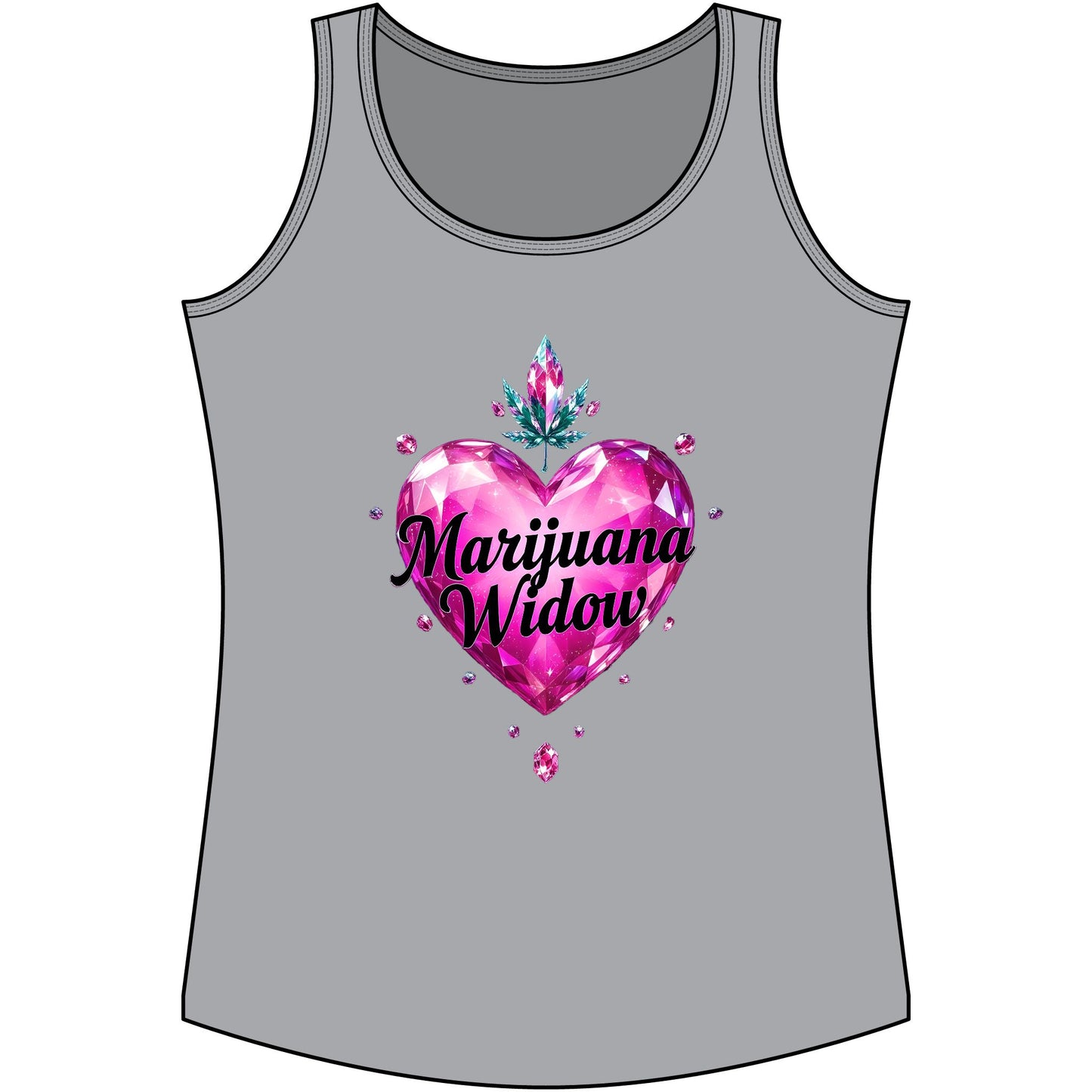 Marijuana Widow Pink Gem Heart Tank Top — Women's Cannabis Lover Graphic Tank Top