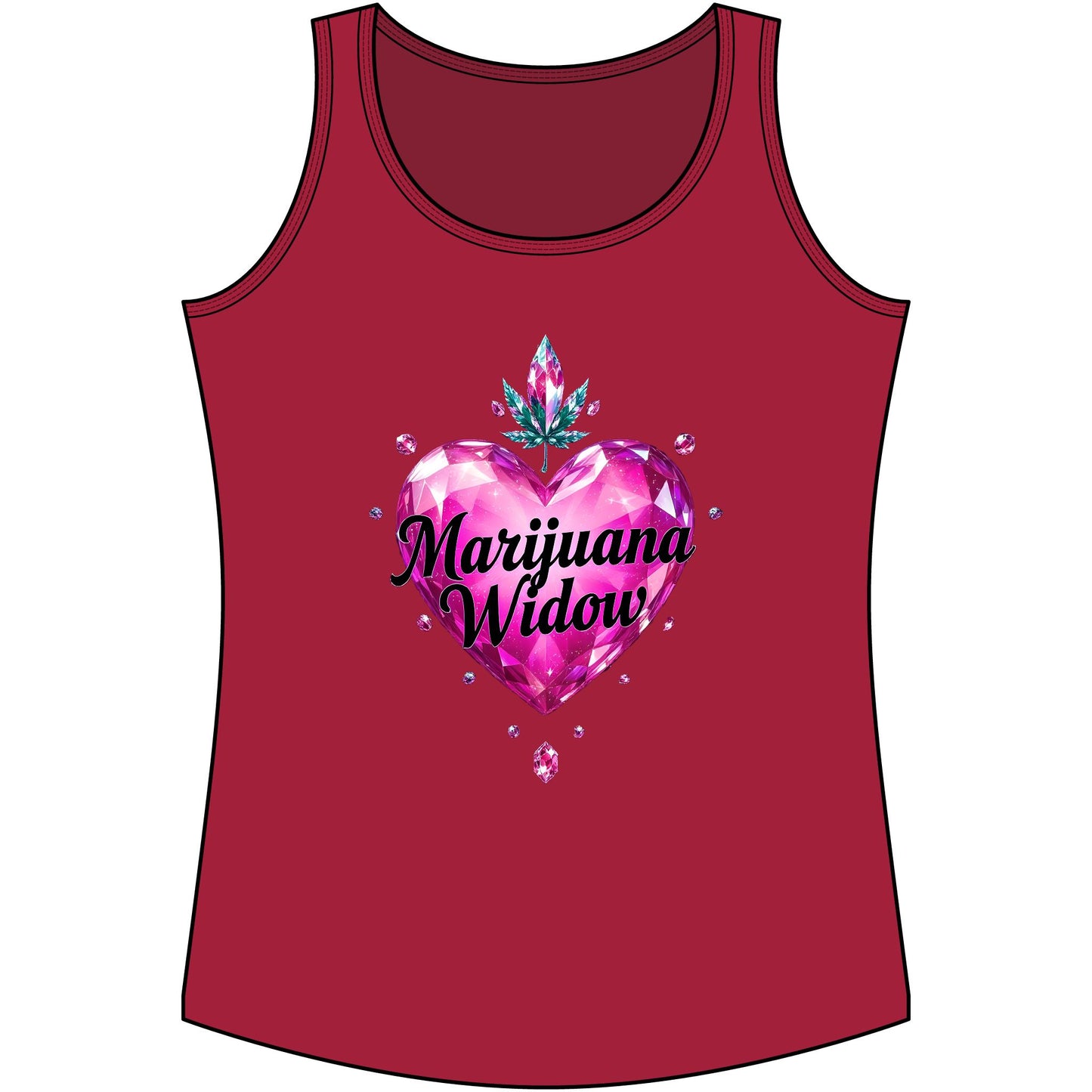 Marijuana Widow Pink Gem Heart Tank Top — Women's Cannabis Lover Graphic Tank Top