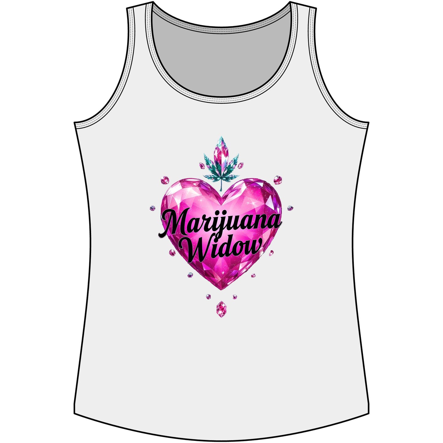 Marijuana Widow Pink Gem Heart Tank Top — Women's Cannabis Lover Graphic Tank Top