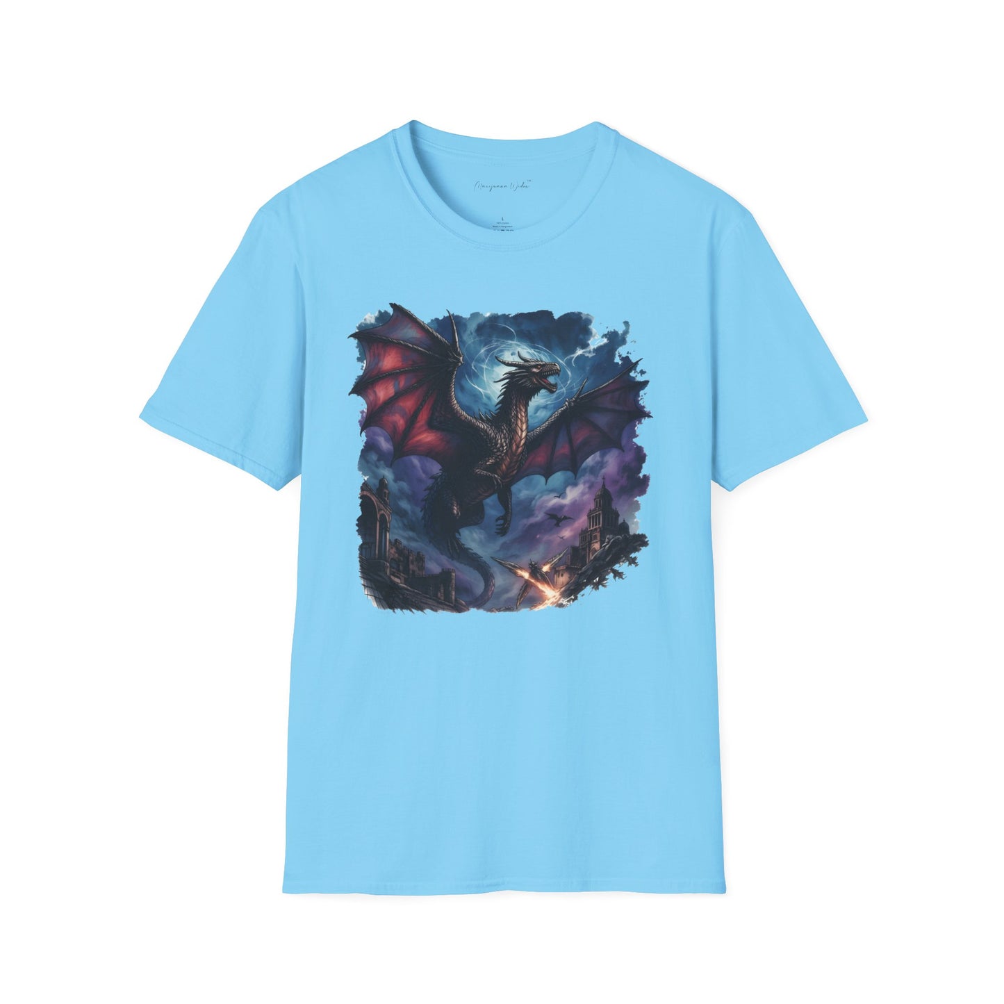 Dragon Night Above the Tower Unisex T-Shirt — Fantasy Dragon Artwork Tee
