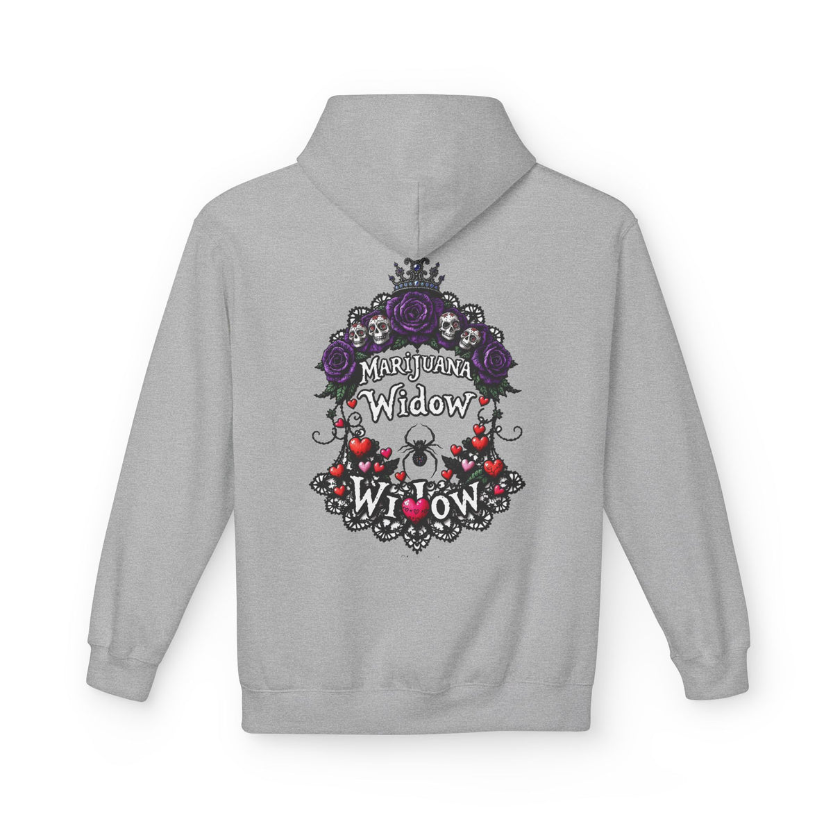 Queen of Hearts Hoodie - Spider Heart Drop Floral Sweatshirt Pullover - Marijuana Widow