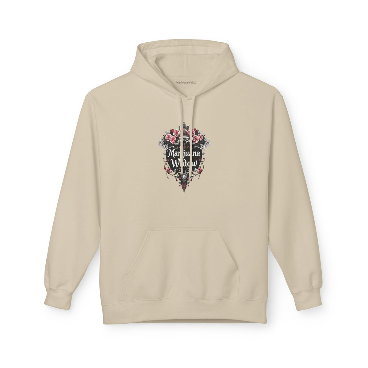 Marijuana Widow "Unlock My Heart" Hoodie - Pink Rose Covered Secret Lock Adorned with Skulls