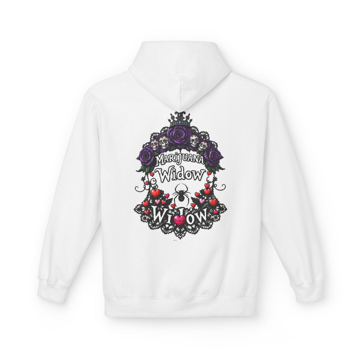 Queen of Hearts Hoodie - Spider Heart Drop Floral Sweatshirt Pullover - Marijuana Widow