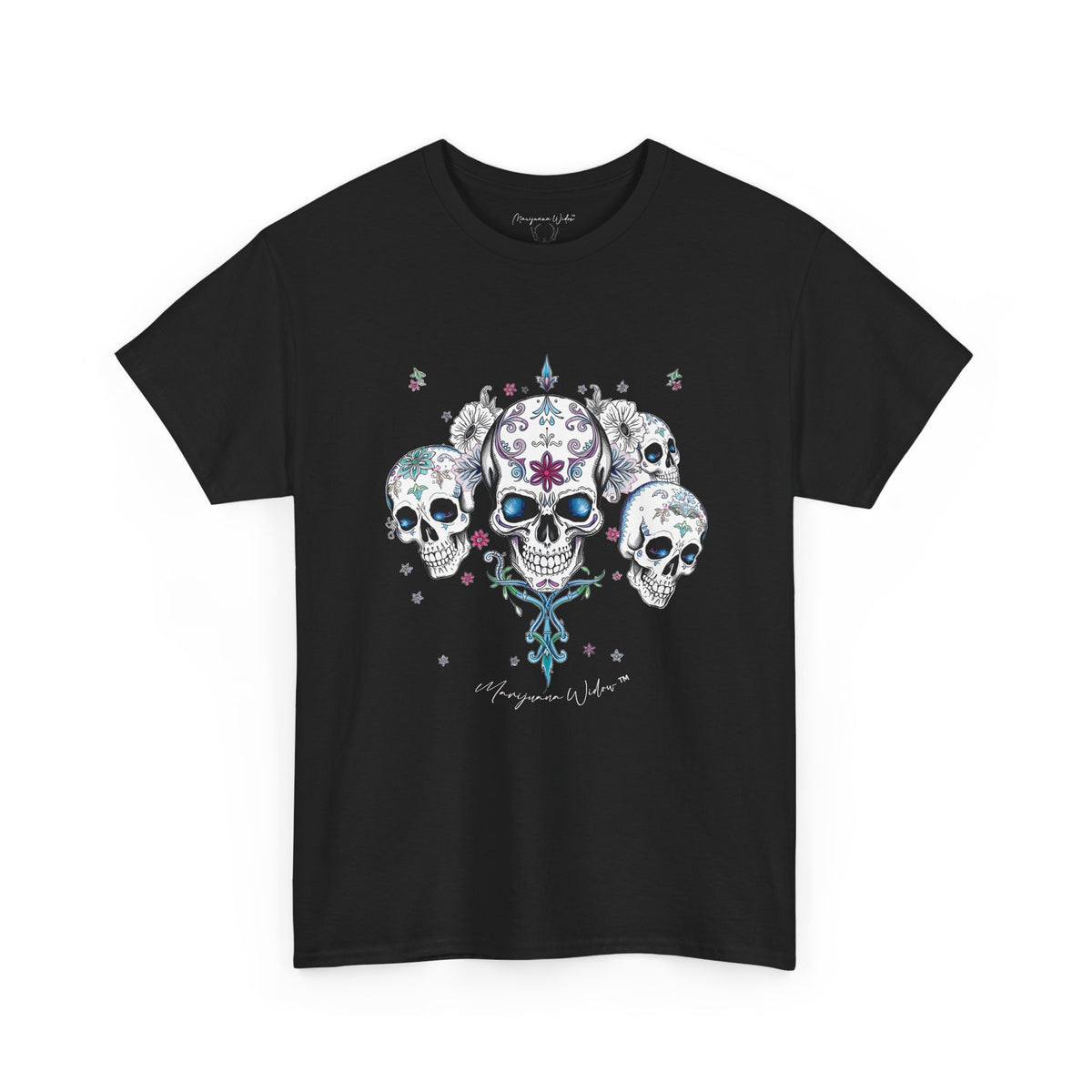 Dia de Los Muertos - Skulls - Blue Pink Green - Unisex T-shirt - Marijuana Widow