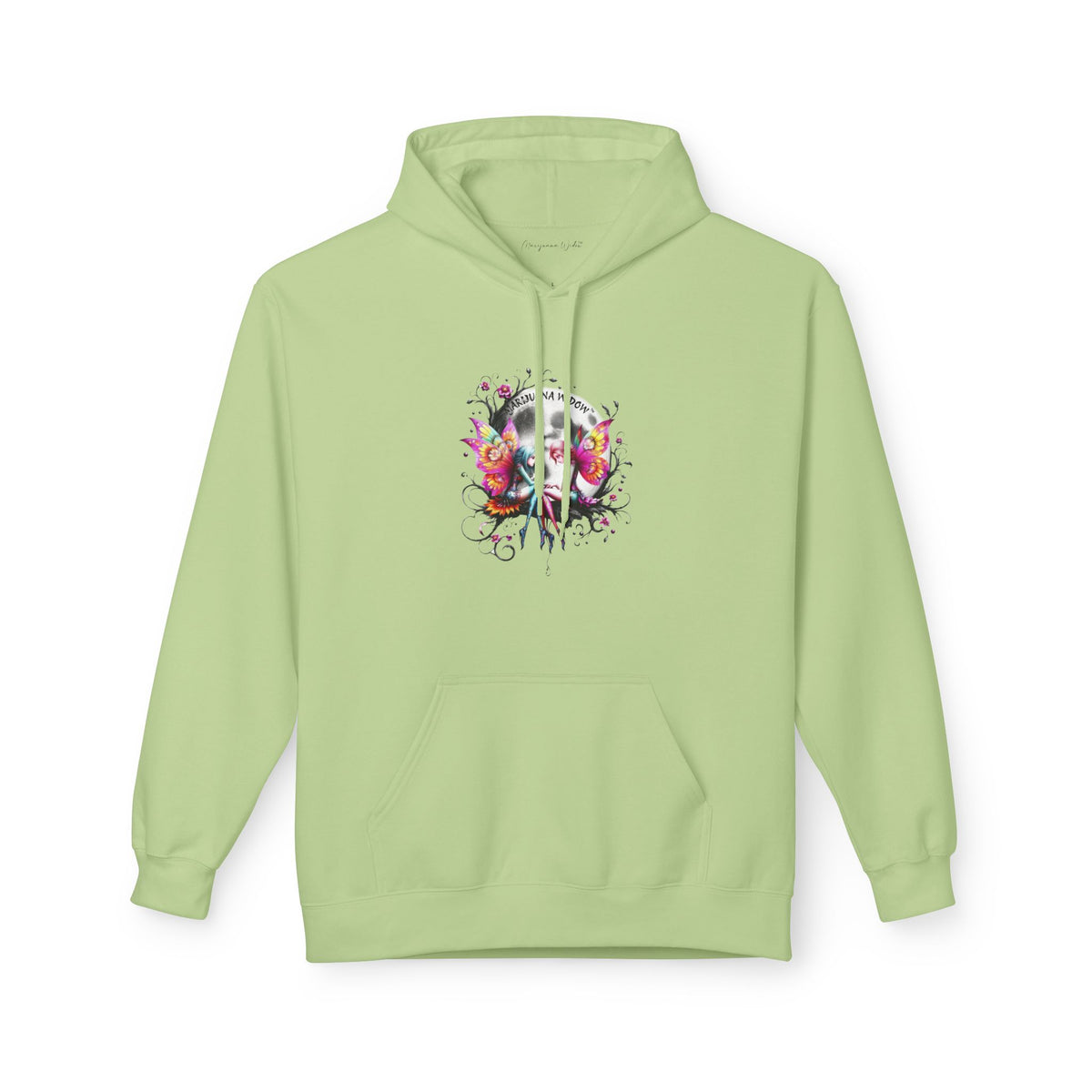 Moon Fairy - Dreamin' Butterfly Hoodie — Vintage Floral Graphic Unisex Pullover - Marijuana Widow