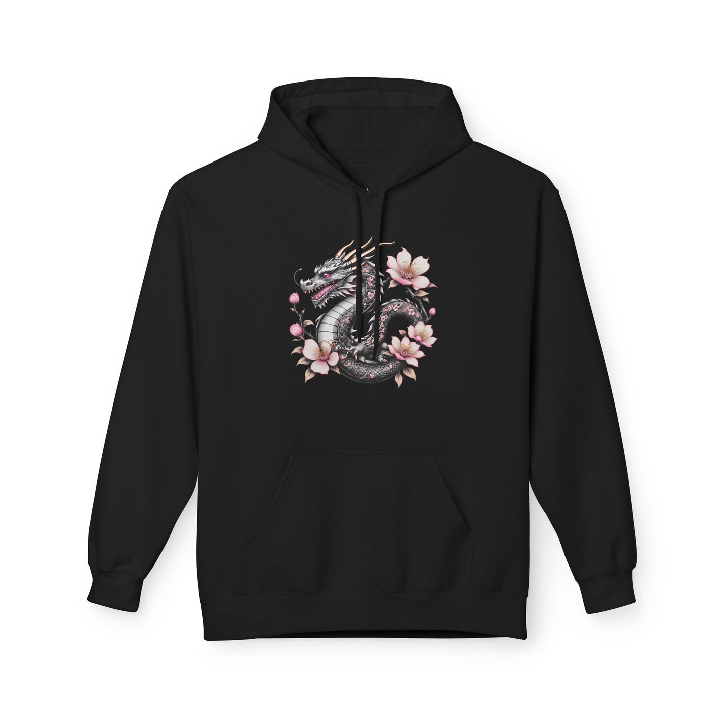Asian Influence - Floral Dragon Hoodie – Watercolor Sakura Yin-Yang Design - Unisex Sweatshirt