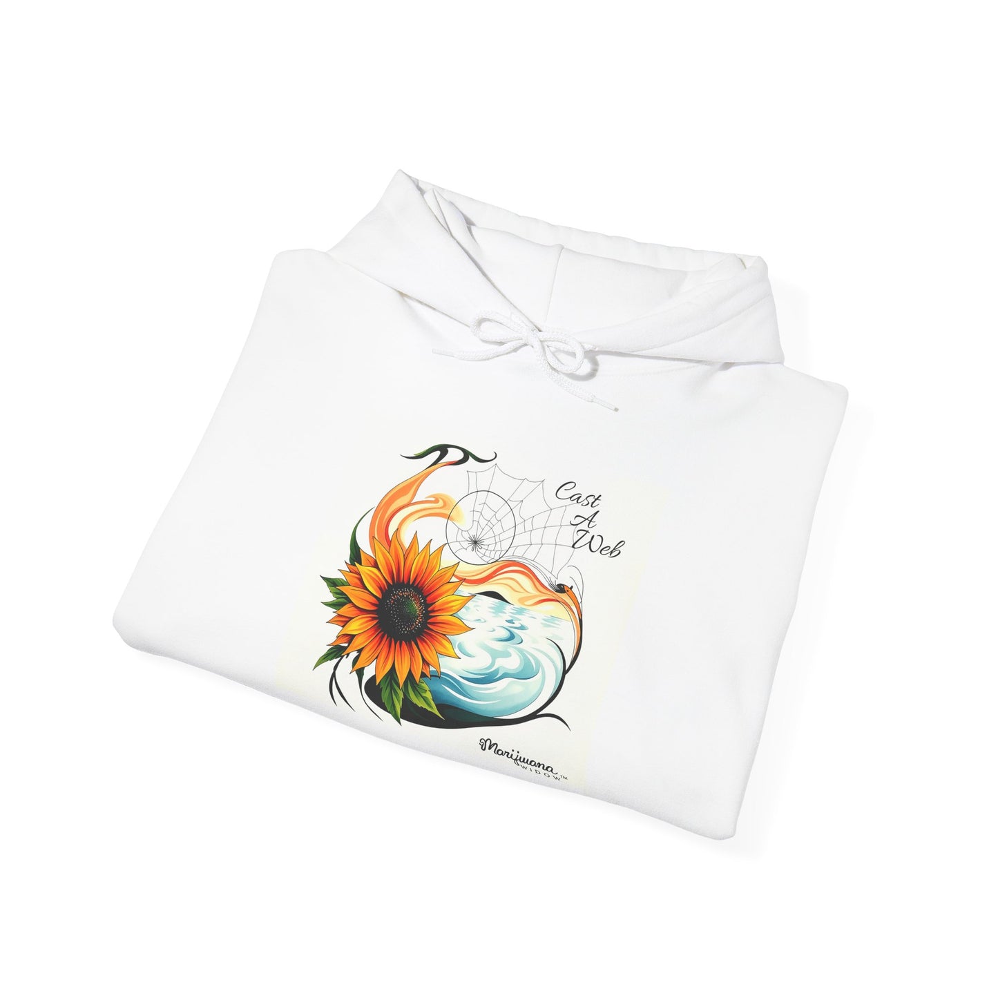 'Cast A Web' Hoodie - Retro Cannabis Themed Sunflower Artwork - Unisex Hoodie