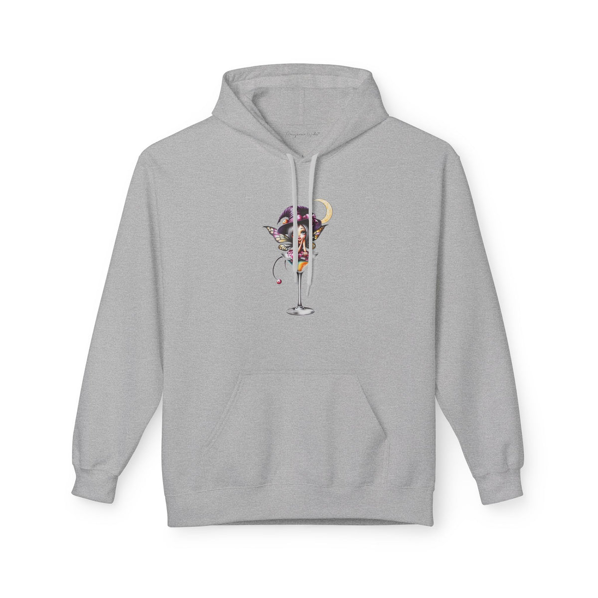 Halloween Fairy - Martini Bath Graphic Unisex Hoodie — Retro Cocktail Illustration - Marijuana Widow