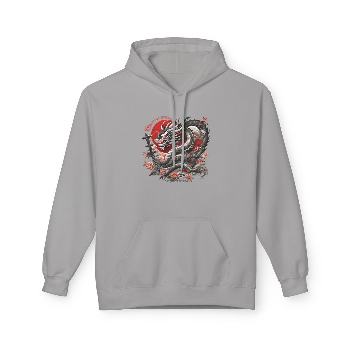Koi Dragon Hoodie - Japanese Tattoo Style, Red Black - Unisex Sweatshirt