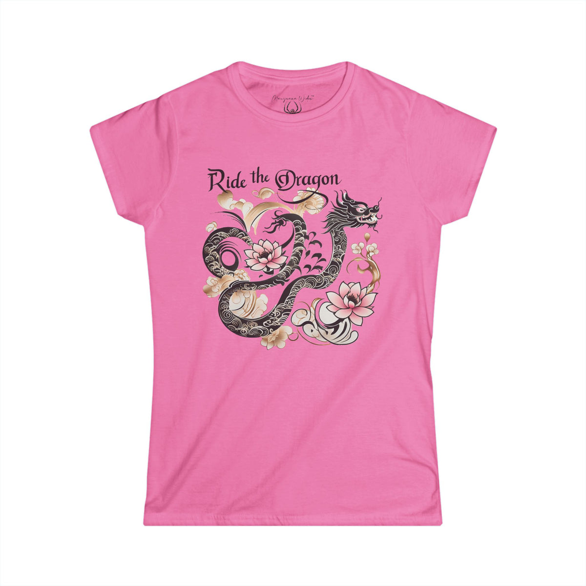 Ride the Dragon - Dragon & Cherry Blossom Women's Tee - Marijuana Widow
