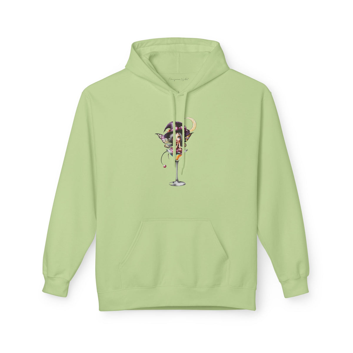 Halloween Fairy - Martini Bath Graphic Unisex Hoodie — Retro Cocktail Illustration - Marijuana Widow