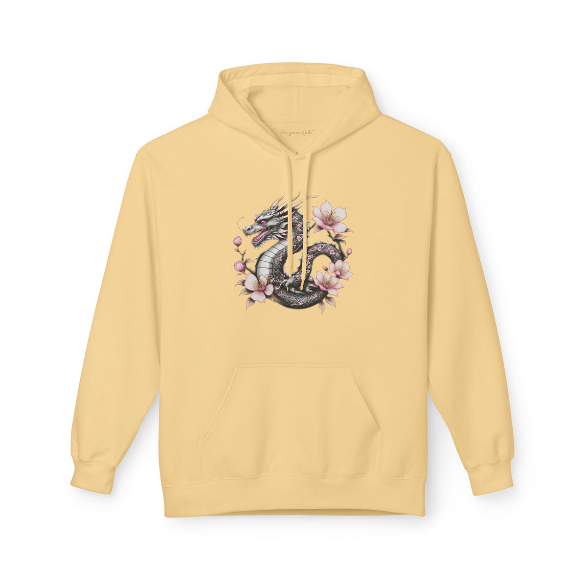 Floral Dragon Hoodie – Watercolor Sakura Yin-Yang Design - Unisex Sweatshirt - Marijuana Widow