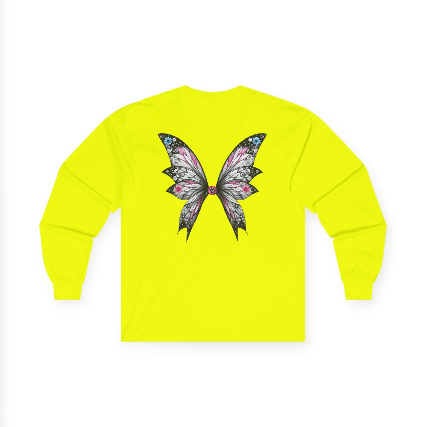 Wing and a Prayer - Fairy Butterfly Wings Long Sleeve Tee — Floral Gothic Butterfly Graphic