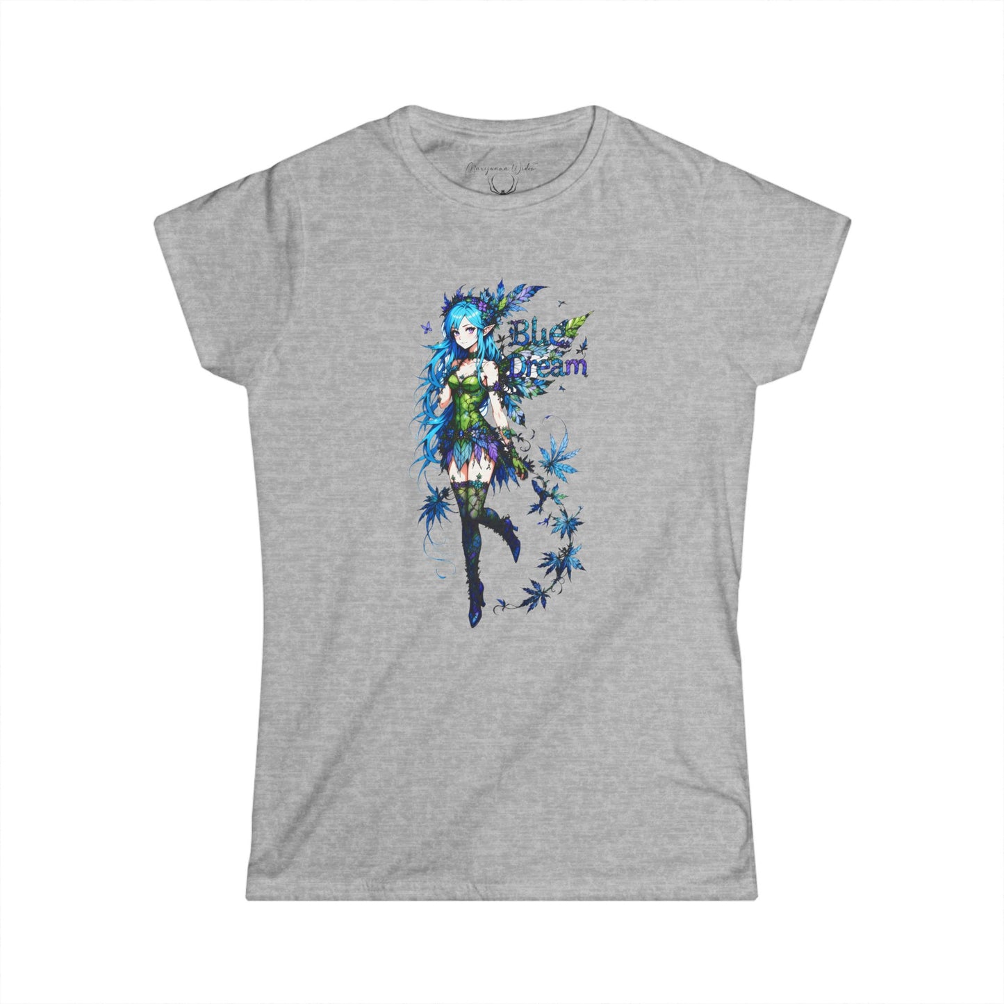 Blue Dream Anime Fairy T-Shirt — Floral Fantasy Graphic Unisex T-shirt