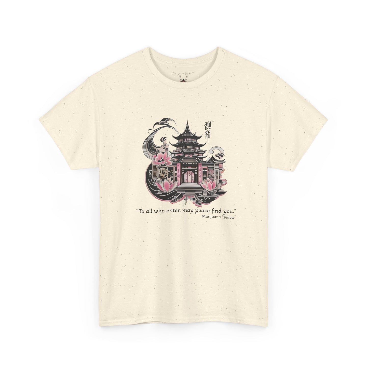Japanese Temple Sakura T‑Shirt — Pagoda with Cherry Blossoms - Unisex T-Shirt