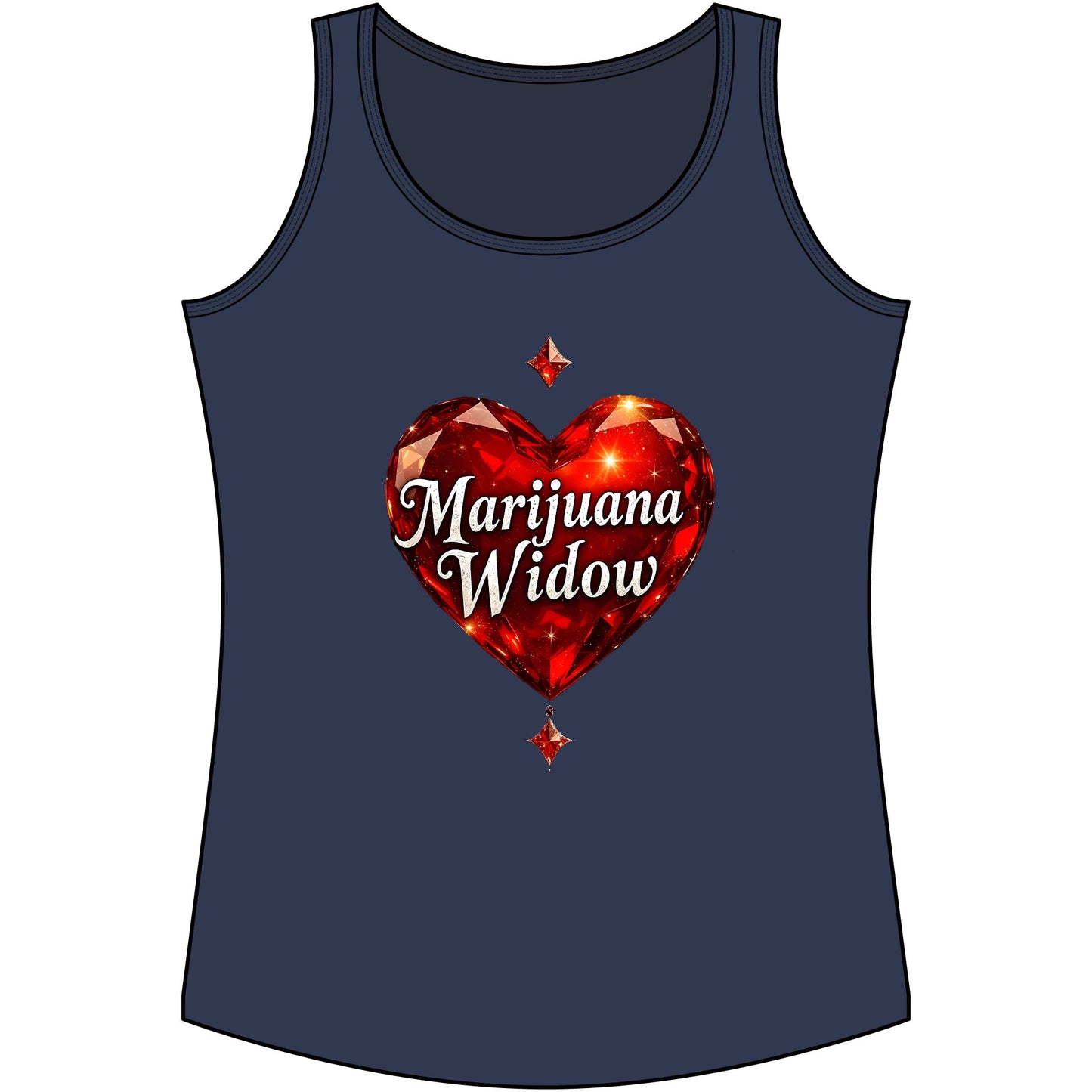 Marijuana Widow Red Heart Tank Top — Women's Cotton Cannabis Graphic Tank