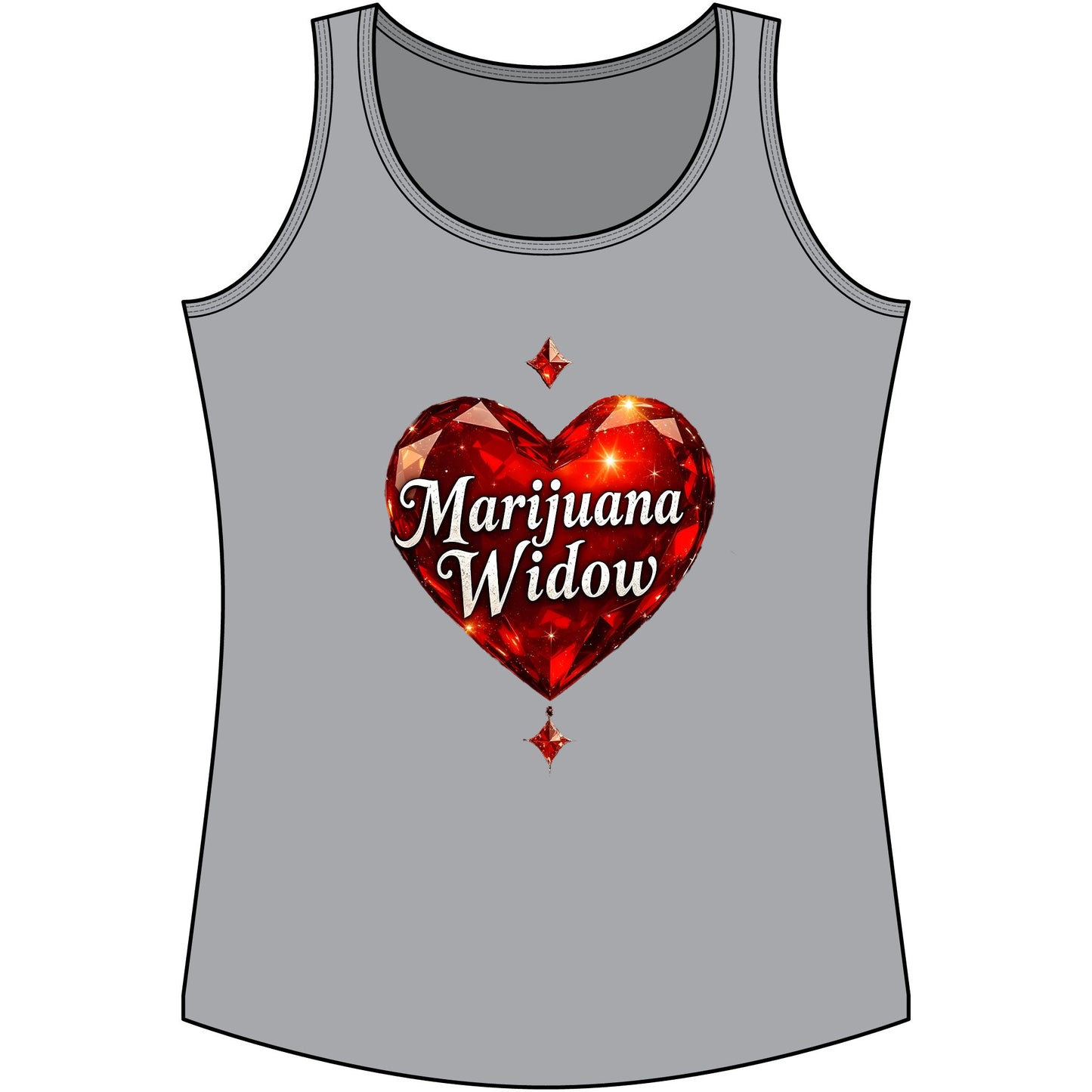Marijuana Widow Red Heart Tank Top — Women's Cotton Cannabis Graphic Tank