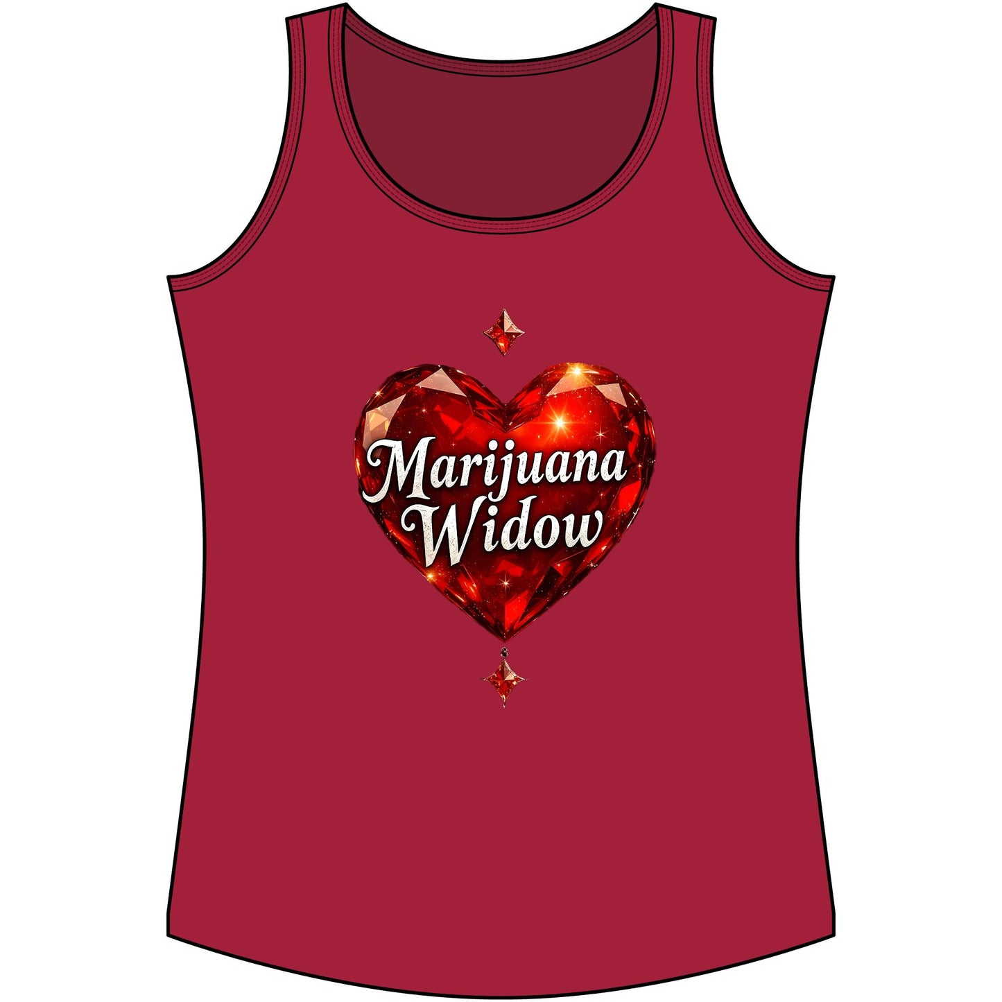 Marijuana Widow Red Heart Tank Top — Women's Cotton Cannabis Graphic Tank