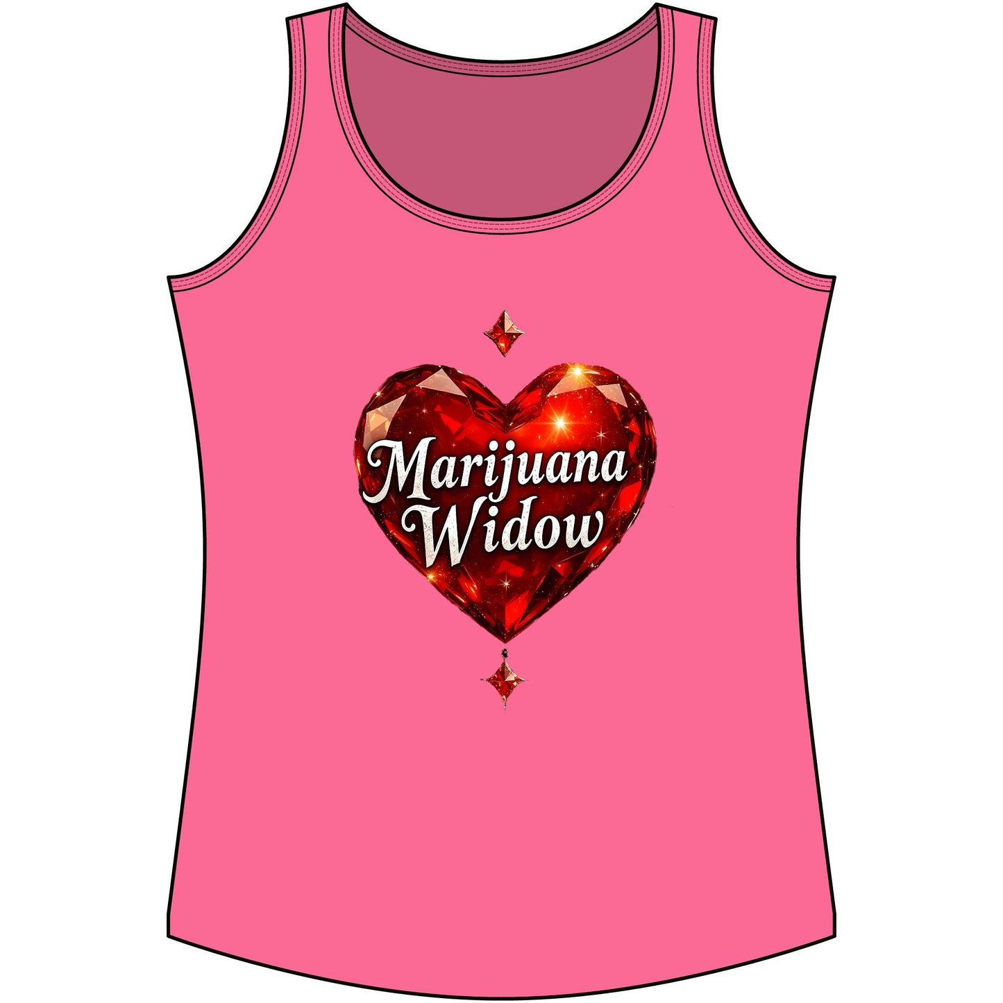 Marijuana Widow Red Heart Tank Top — Women's Cotton Cannabis Graphic Tank