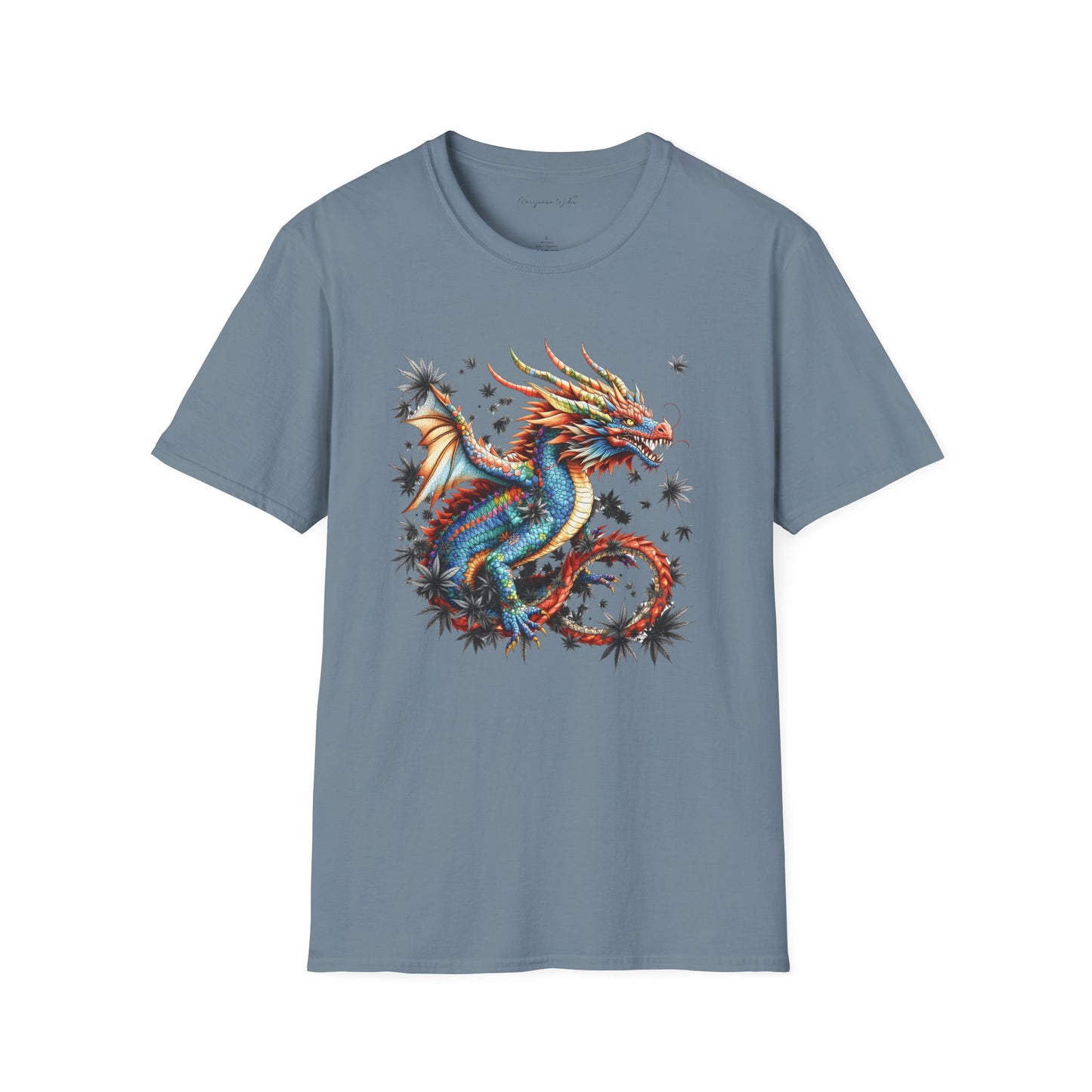 Dragon in Leaves Unisex T-Shirt — Colorful Dragon Graphic Tee
