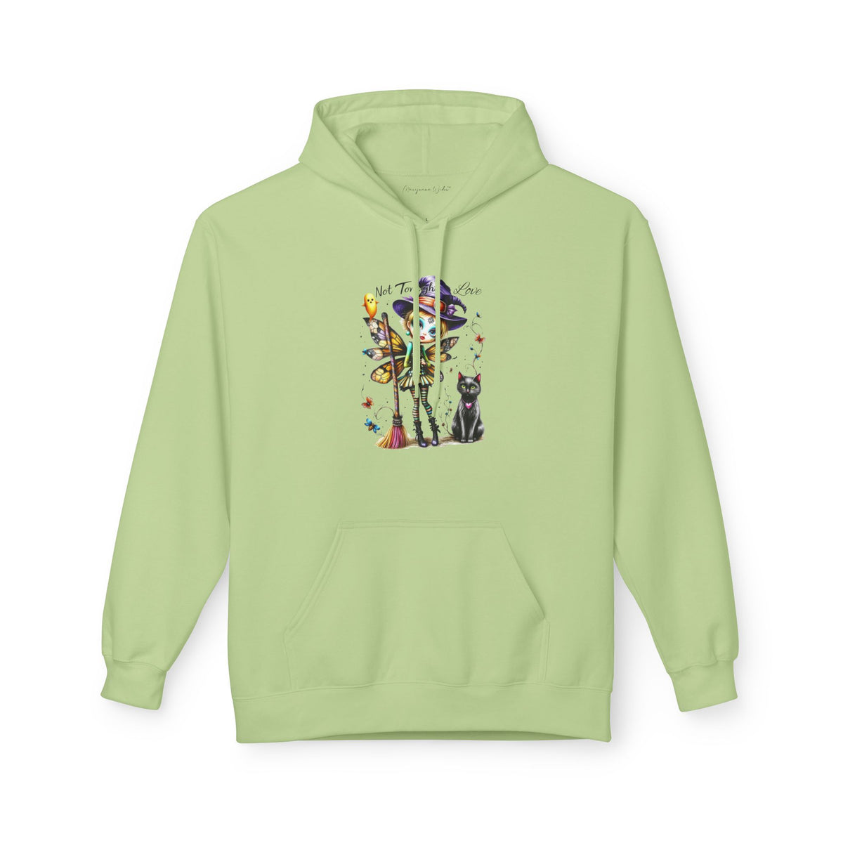 Halloween Fairy - Not Tonight Love - Cat Moonlit Forest Unisex Hoodie - Marijuana Widow
