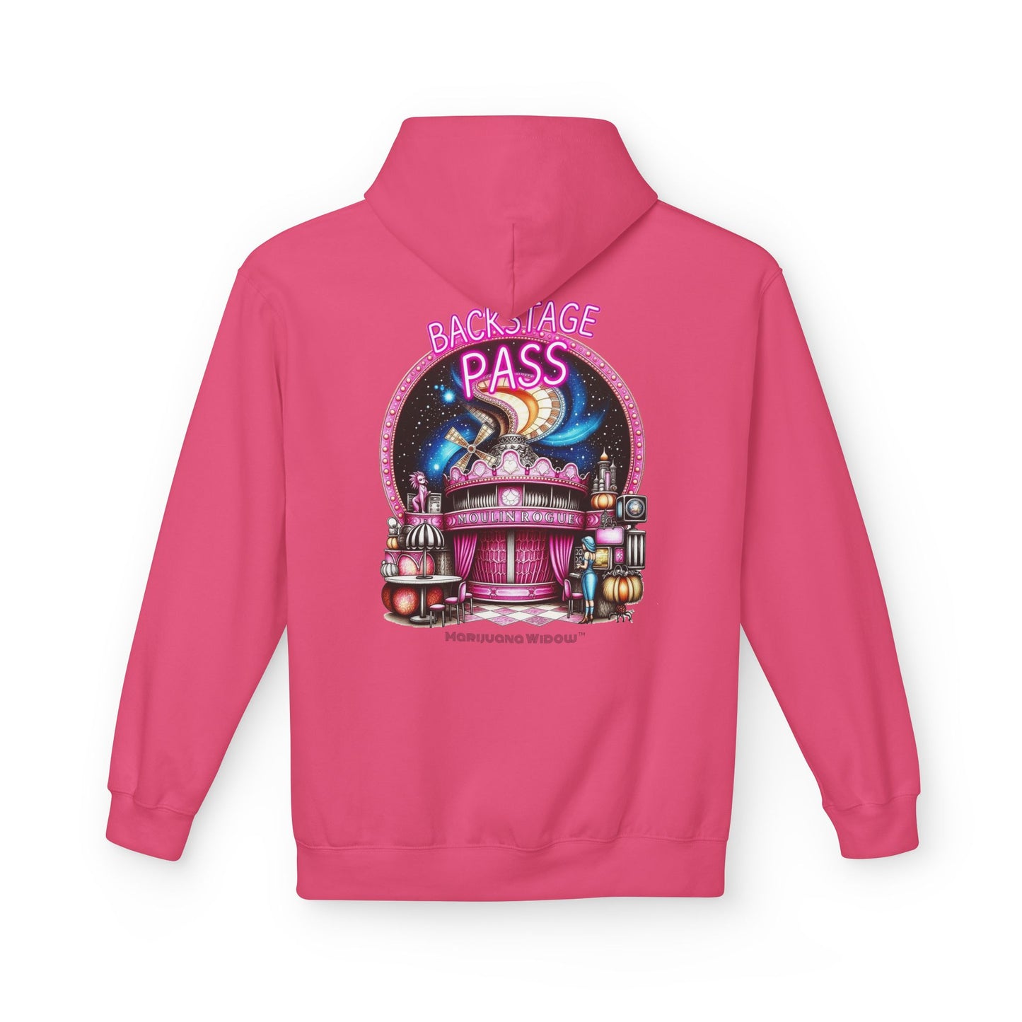Backstage Pass Hoodie - Boozy Fairy - Neon Burlesque Theater Graphic Unisex Pullover - Marijuana Widow