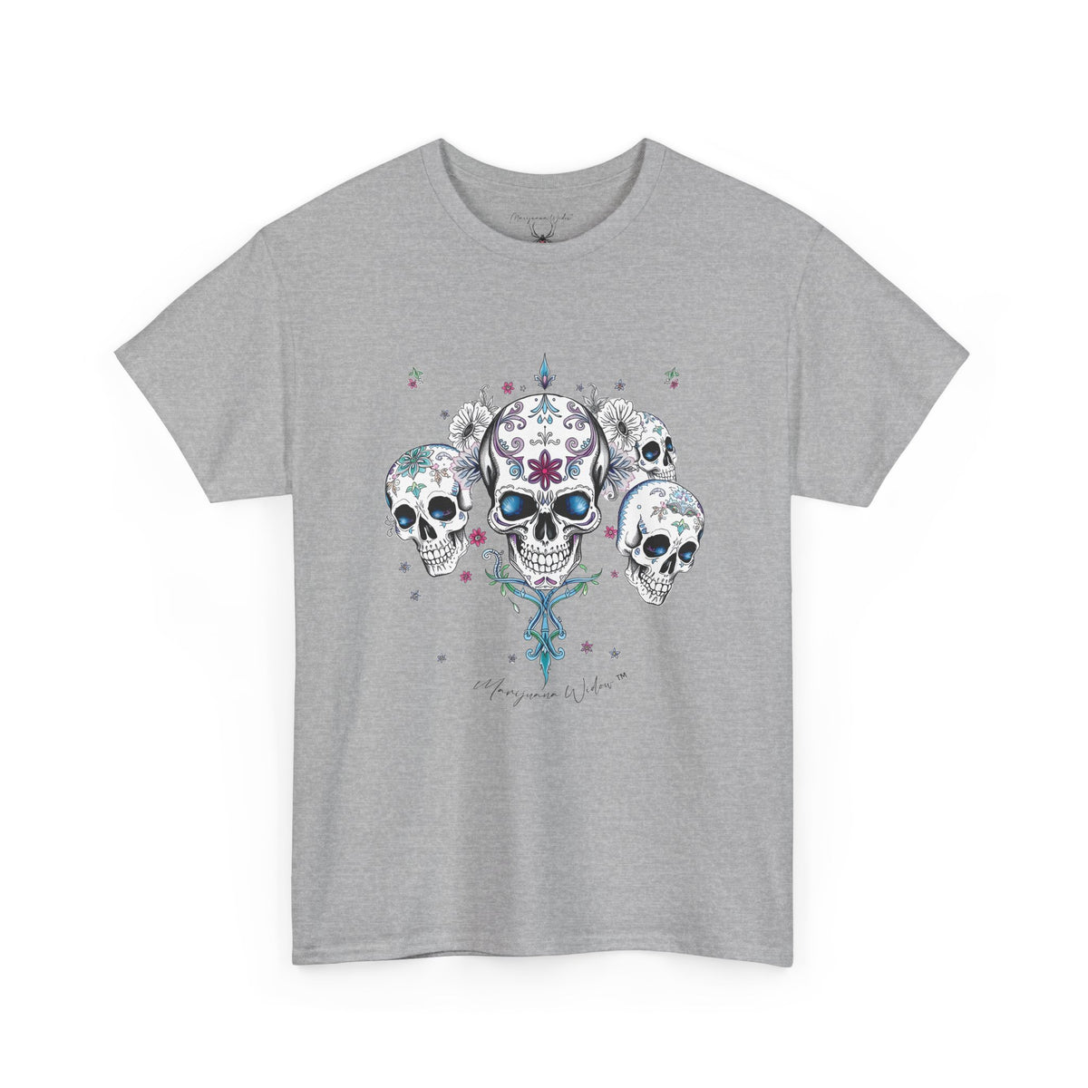 Dia de Los Muertos - Skulls - Blue Pink Green - Unisex T-shirt - Marijuana Widow