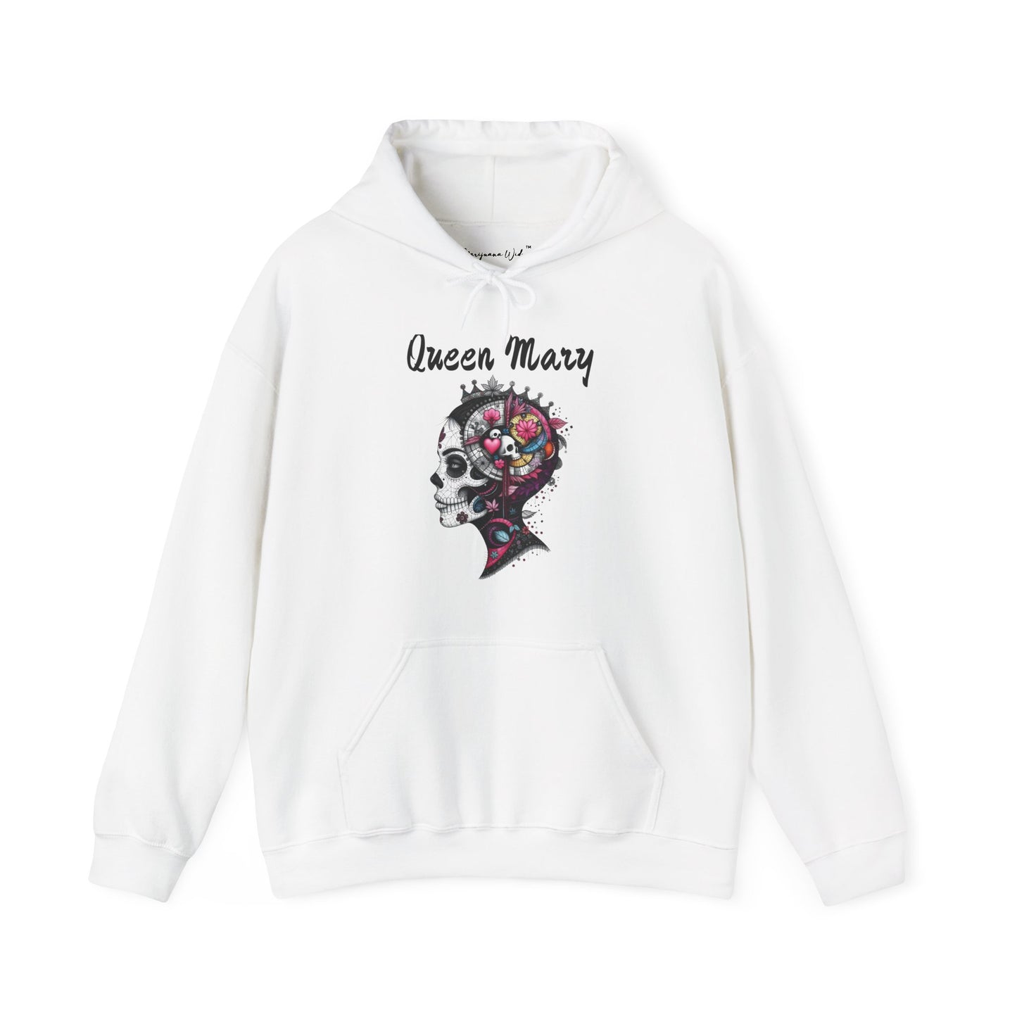Queen Mary - Skull Floral Leaf Ying Yang Hoodie — Gothic Day of the Dead Style Sweatshirt
