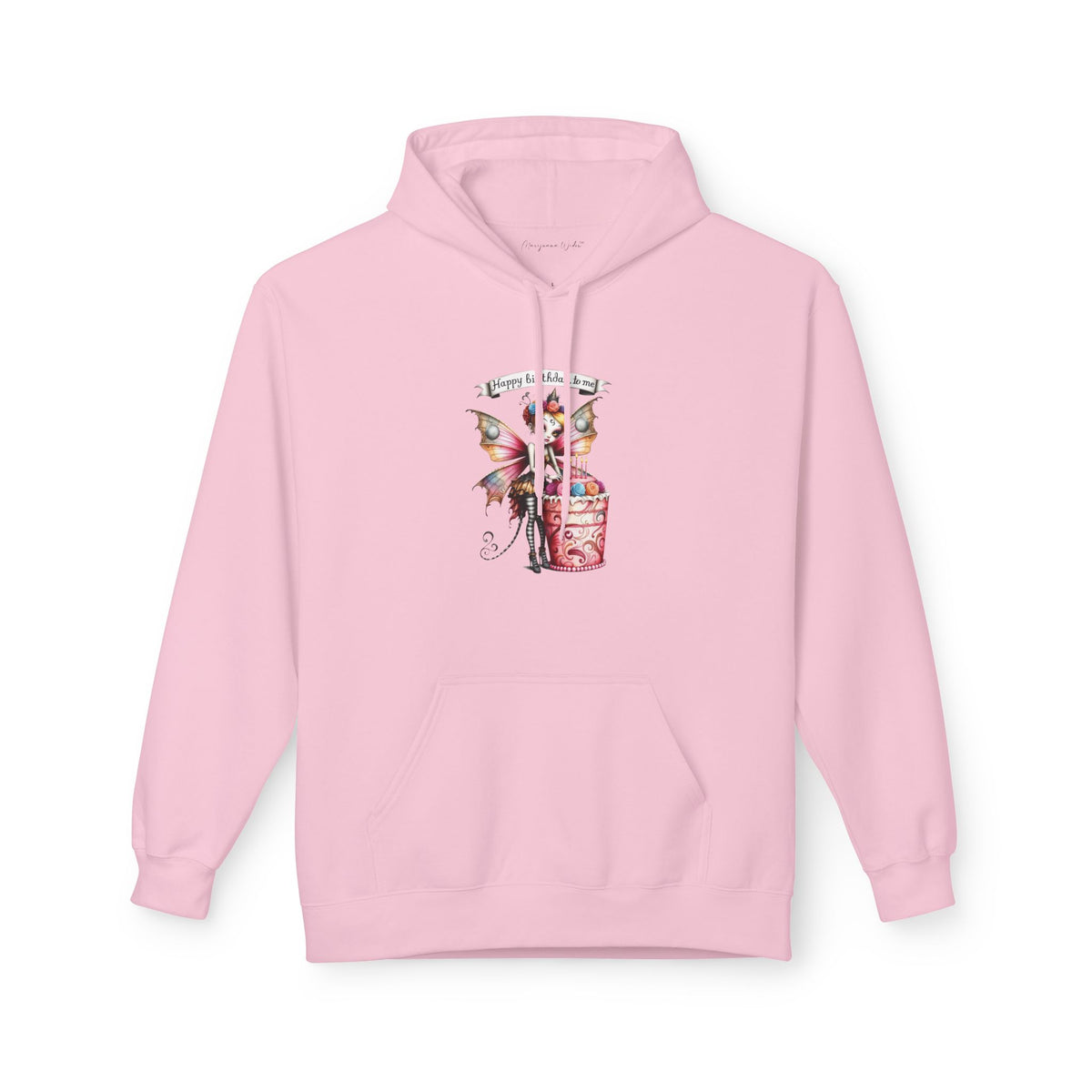 Fairy Butterfly - Happy Birthday to Me - Unisex Hoodie - Fairy and Cat with a Birthday Cake Sweatshirt - Marijuana Widow