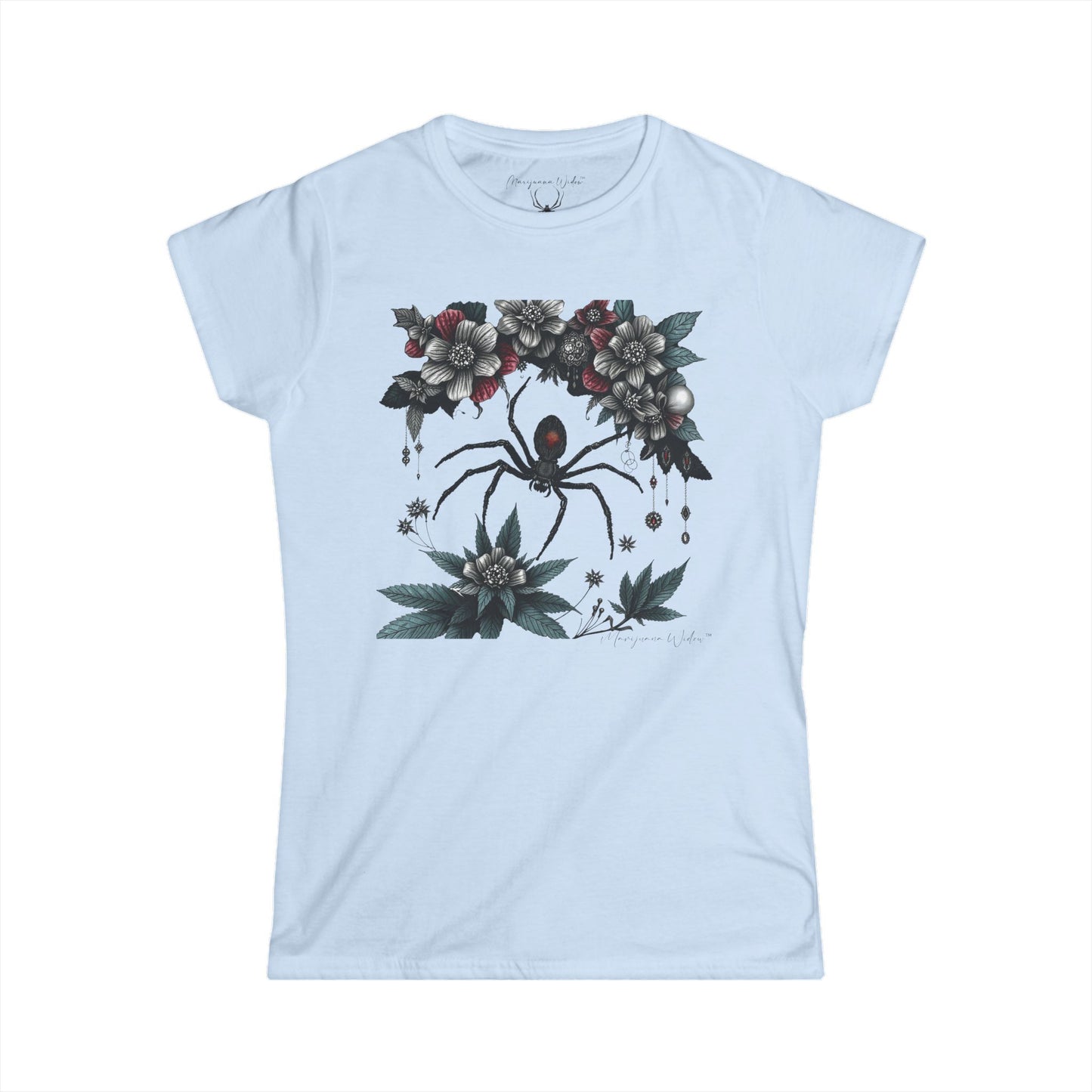 Bejeweled Black Widow Spider Floral - Women's Tee