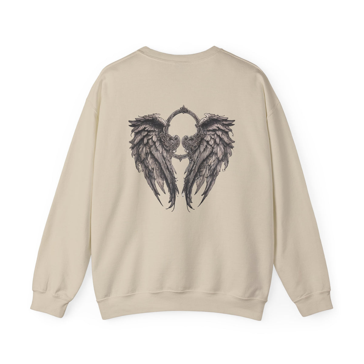 Marijuana Widow Gothic Angel Wings Sweatshirt - Wings Skulls Graphic Front and Back - Marijuana Widow