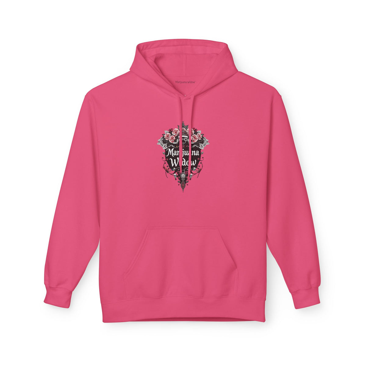 Marijuana Widow "Unlock My Heart" Hoodie - Pink Rose Covered Secret Lock Adorned with Skulls
