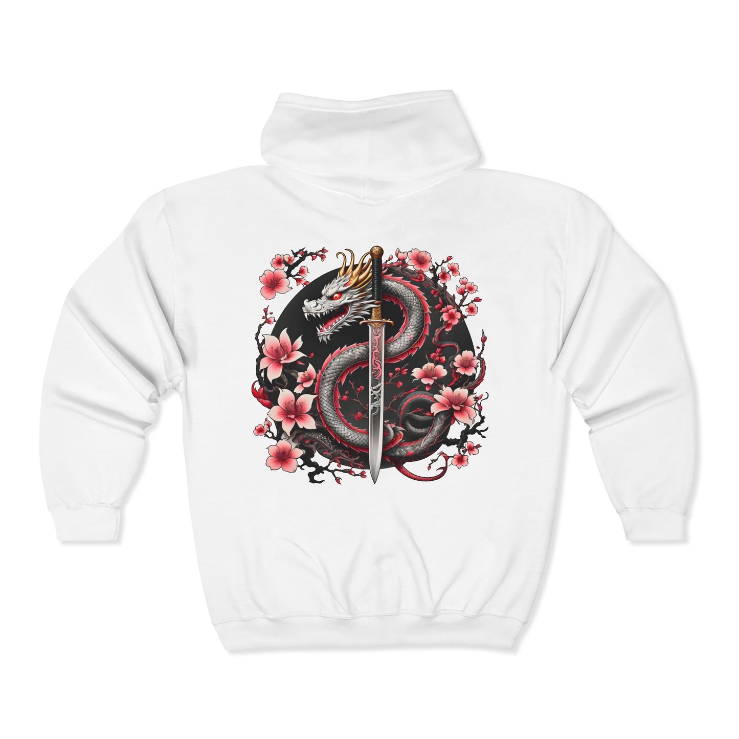 Black Dragon, Black Moon - Dragon Dagger Zip Hoodie – Sakura Sword Back Graphic