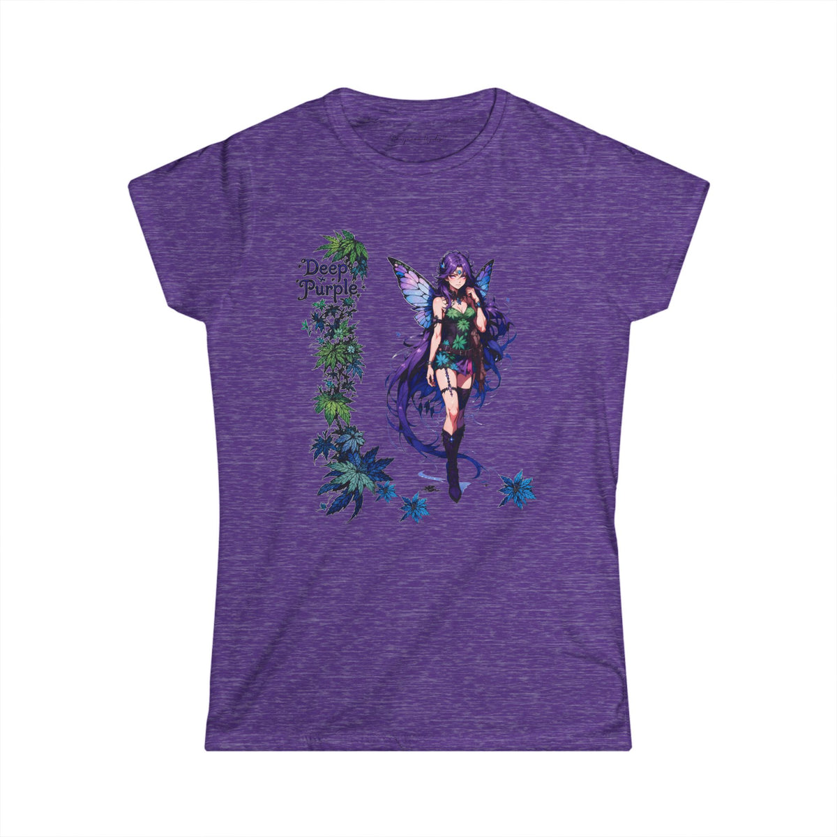 Deep Purple - Fairy Anime T-Shirt — Purple Winged Fairy Illustration - Marijuana Widow