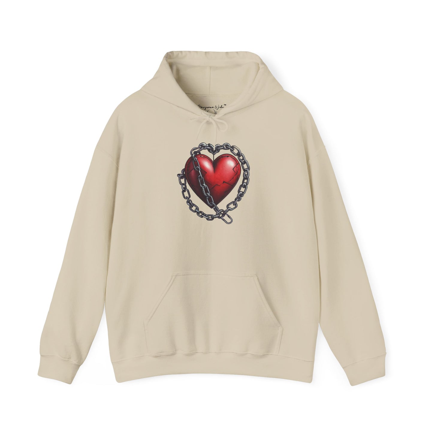 Broken Heart Locked in Chain Hoodie – Gothic Red Heart Graphic Unisex Sweatshirt