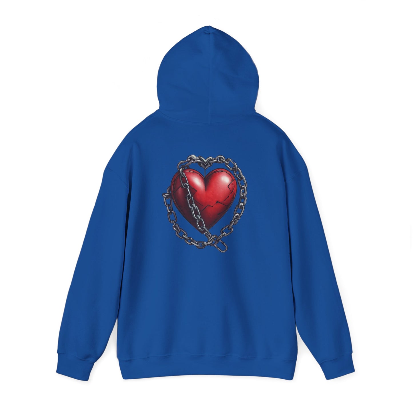 Broken Heart Locked in Chain Hoodie – Gothic Red Heart Graphic Unisex Sweatshirt