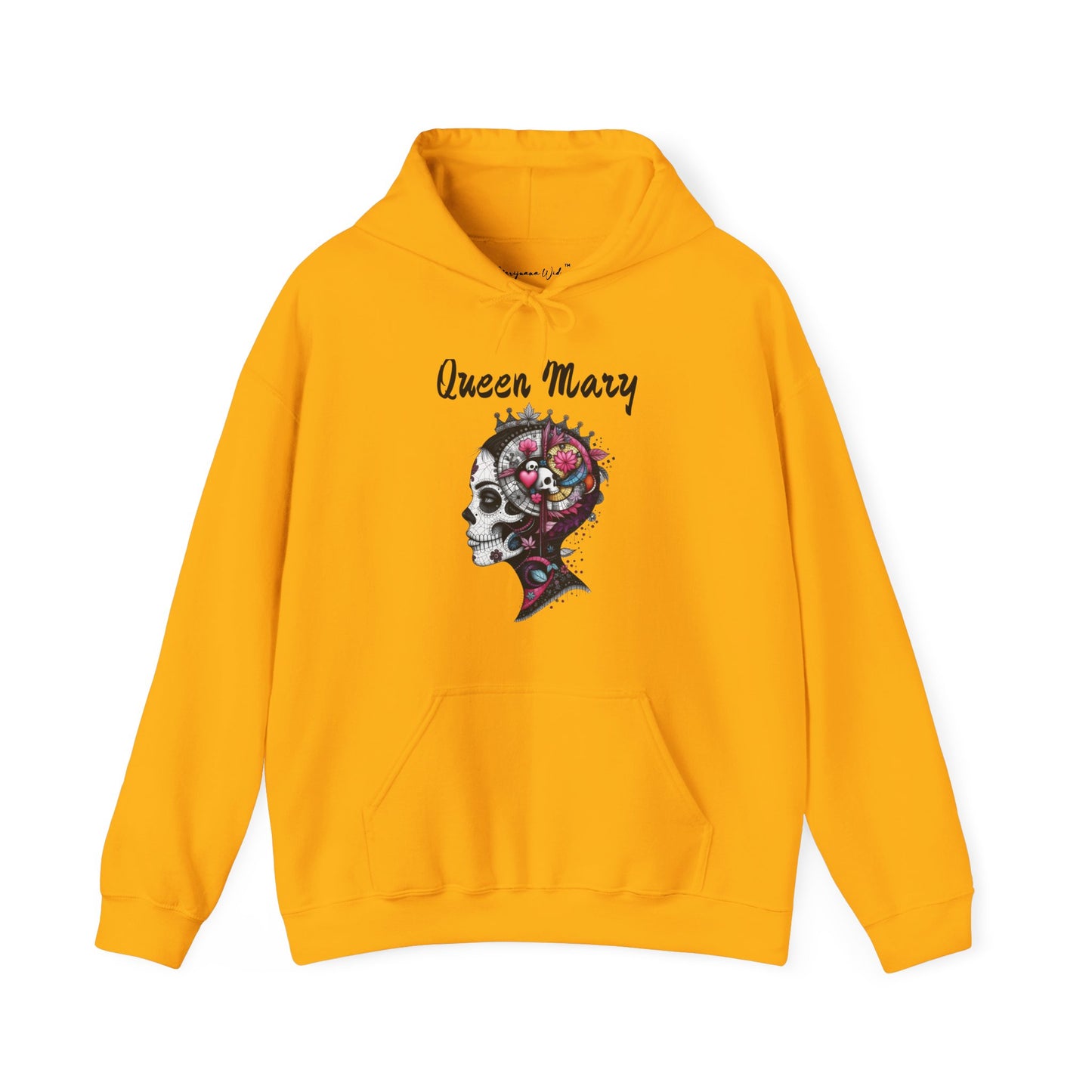 Queen Mary - Skull Floral Leaf Ying Yang Hoodie — Gothic Day of the Dead Style Sweatshirt