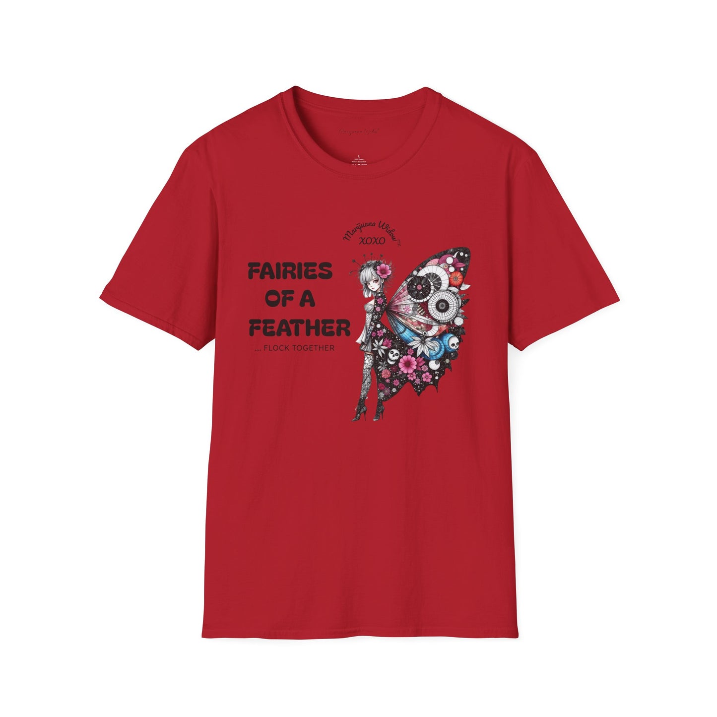 Fairies of a Feather T-Shirt — Floral Skull Wing Graphic Unisex Tee