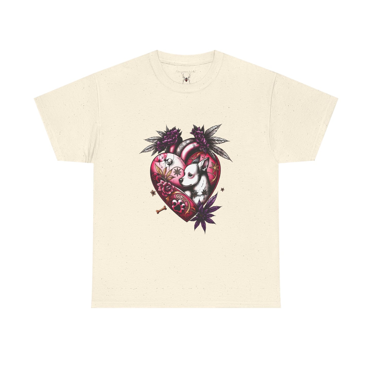 I Love Dogs - Chihuahua Valentine Heart Tee — Gothic Floral Dog Graphic Unisex T-Shirt