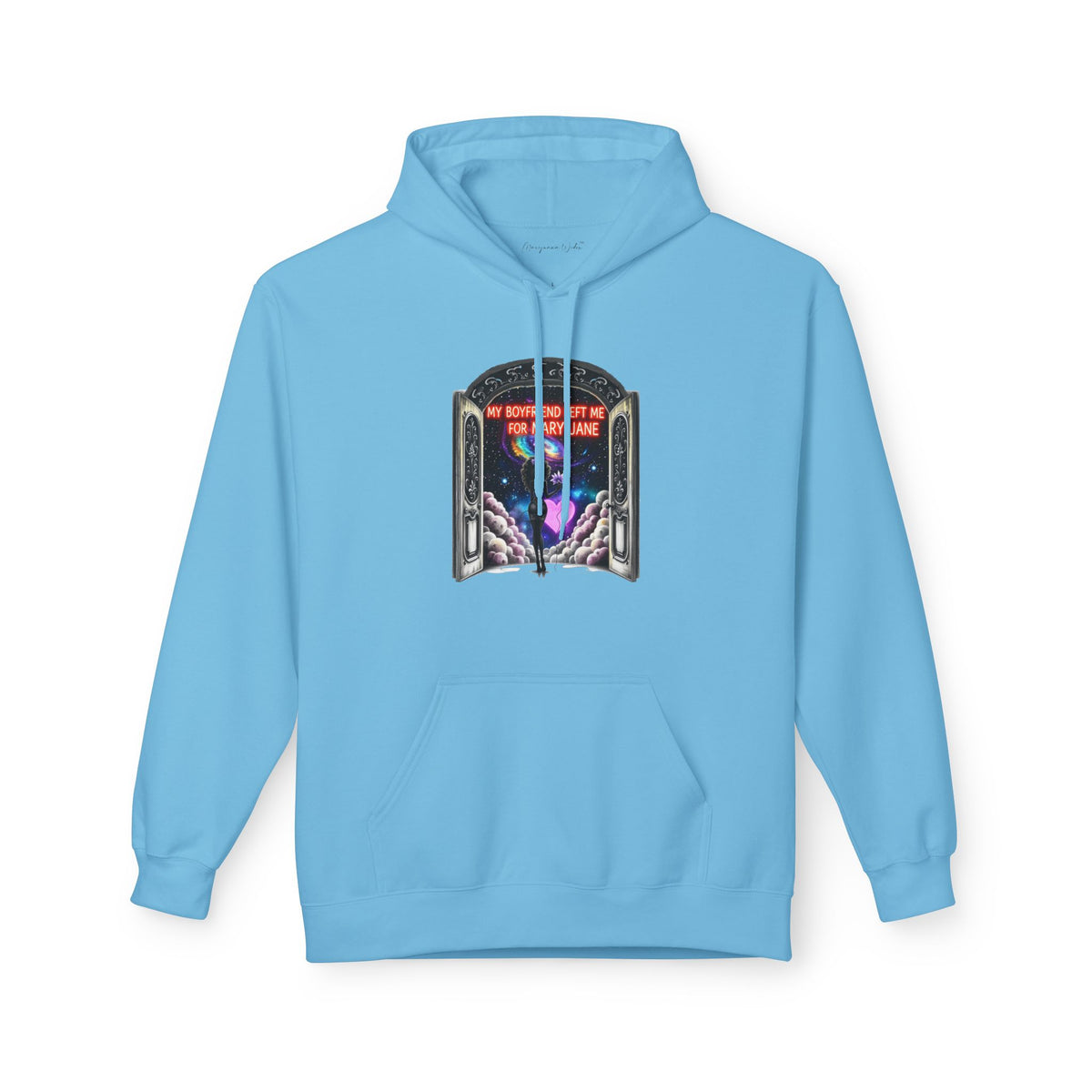 Mary Jane Galaxy Window Hoodie — "My Boyfriend Left Me For Mary Jane" Space Portal Graphic - Marijuana Widow