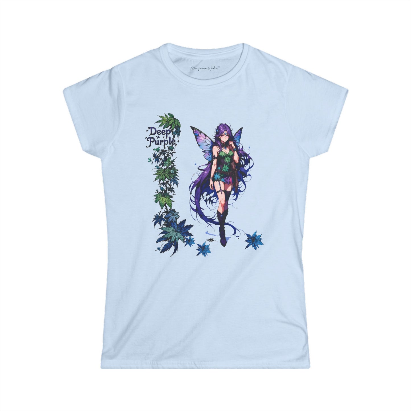 Deep Purple - Fairy Anime T-Shirt — Purple Winged Fairy Illustration